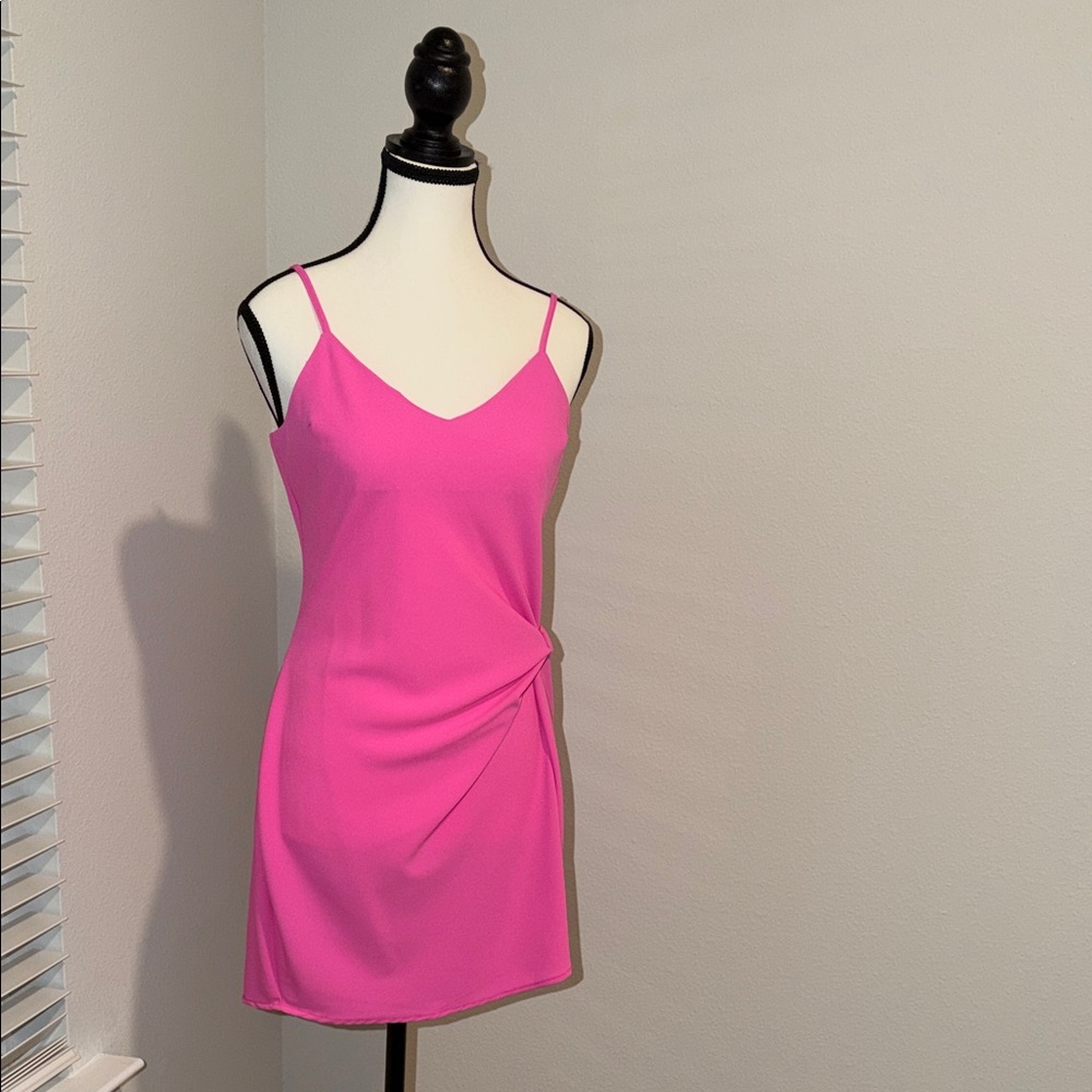 NWT glam pink side scrunch mini dress size medium